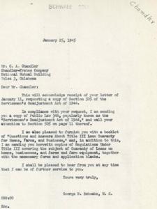 Correspondence Regarding the Servicemen&#39;s Readjustment Act of 1944 and G.I. Loans, 1945-01-19