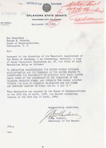 Oklahoma Senate Resolution for Veterans Homestead Act, 1945, 1945-09-28