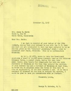 Correspondence Regarding Veterans&#39; Paradise: A Proposed Homestead Initiative for Oklahoma War Veterans, 1945-11-23 - 1973-12-31