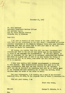 Correspondence Regarding Proposed Veteran Homesteads in Oklahoma, 1945-11-16