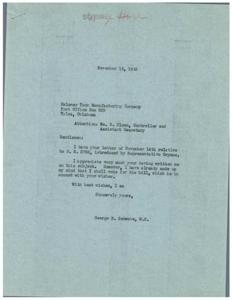1945 Correspondence Between Maloney Tank Manufacturing Company and Representative George Schwabe Regarding H.R. 2788 Wage-Hour Bill, 1945-11-14
