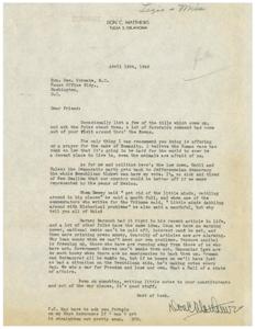 1946 Letter to Hon. Geo. Schwabe: Political Discontent and Concerns Over the State of Humanity, 1945-01-01 - 1946-12-31