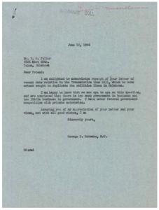 1946 Correspondence Regarding the Transmission Line Bill and Government Involvement in Business, 1946-06-10