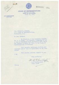 1945 Correspondence on the Declaration of the Federation of the World: A Historical Letter from the Oklahoma House of Representatives, 1945-03-15