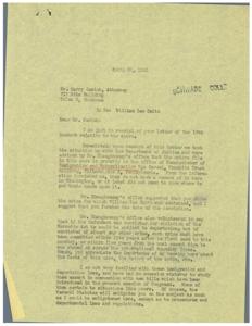 ["Mr. Harry Seaton, an attorney, is seeking information from Congressman George B. Schwabe regarding the deportation of his client, William Lee Smith. Smith was convicted of a crime and is facing deportation, but Seaton is unsure of the immigration laws and regulations. Schwabe is asked to investigate the matter further and provide guidance on whether Smith can take out citizenship papers."]