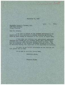 Exportation of Farm Machinery: Correspondence with Honorable George B. Schwabe, 1946-01-01
