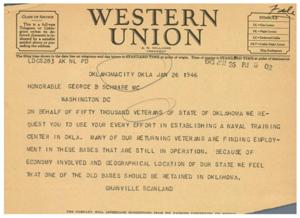 Request for Naval Training Center in Oklahoma, 1945-01-01 - 1946-12-31