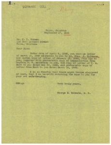 Request for Recognition: A Letter from John T. Norman to George B. Schwabe, 1945-01-01 - 1945-12-31