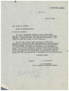 Establishing a Post Office in South Haven, Oklahoma, 1945-06-30