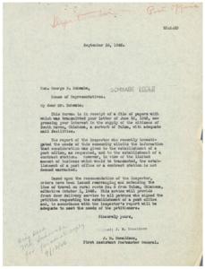 Update on Mail Facilities for South Haven, Oklahoma, 1945-06-30