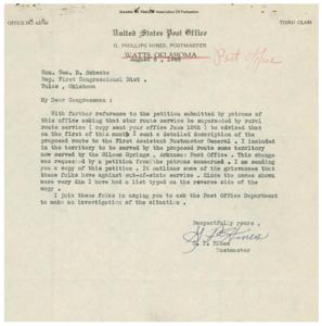 Petition for Rural Route Service from Watts, Oklahoma, 1946-08-06