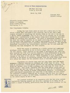 Challenges and Developments in Price Administration: A Letter to Congressman Schwabe, 1945-03-24