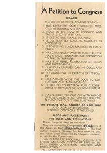 Petition to Abolish the Office of Price Administration: A Call for Sensible Controls and Freedom, 1942-03-01
