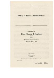 Investigation of Price Control and Rationing Regulations: Remarks of Hon. Edward J. Gardner, 1944-11-01