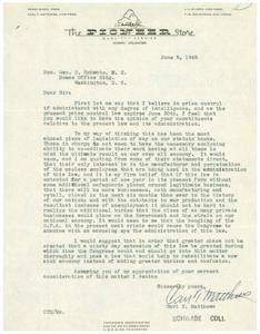Concerns Regarding Price Control Legislation: A Letter to Hon. Geo. B. Schwabe, 1945-06-05