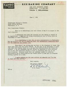 Addressing the Food Situation: A Letter to Congressman Schwabe, 1945-06-01