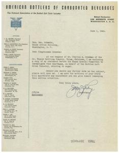 Statement Before House Committee on Food Shortages: The Bottled Soft Drink Industry&#39;s Perspective on Sugar Supply, 1945-06-01