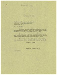 Concerns Regarding OPA Regulations: Correspondence Between George B. Schwabe and Shilliam Supply Company, 1945-09-11