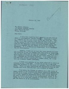 Concerns and Support: Correspondence Between George Schwabe and Walter O&#39;Bannon, 1945-10-02