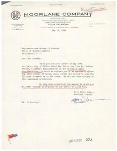 Letter of Appreciation from Moorlane Company to Representative George B. Schwabe, 1946-05-13