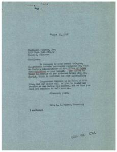 OPA Ceiling Price Issue: Correspondence with Congressman Schwabe, 1946-08-06