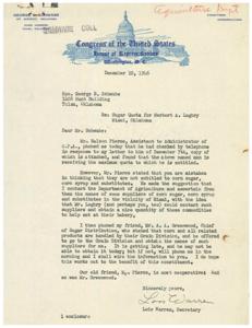 Title: Sugar Quota Issue for Herbert A. Loghry in Miami, Oklahoma, 1946-12-07