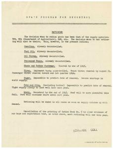 Postwar Decontrol: A Program for Rationing and Price Control, 1945-01-01 - 1946-12-31