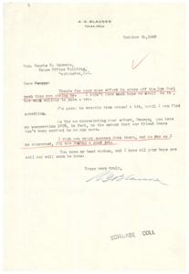 Gratitude and Support from A.G. Blauner to Hon. George B. Schwabe, 1945-01-01 - 1946-12-31