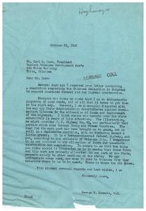 Resolution for Increased Federal Aid for Highway Construction in Eastern Oklahoma, 1945-10-04
