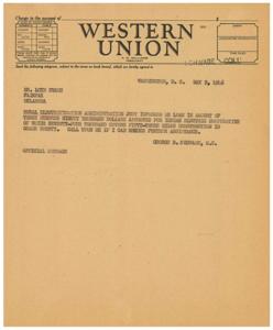 Official Telegram Regarding Loan Approval for Indian Electric Cooperative, 1946-05-09