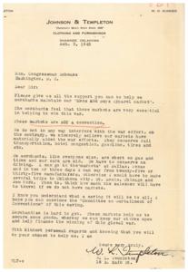 Support for Men&#39;s Apparel Markets: A Letter to Congressman Schwabe, 1945-01-01 - 1946-12-31