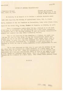 Transportation Crisis and Agricultural Fairs: ODT-826 Announcement, 1945-04-27