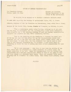 Uncertainty Surrounding Agricultural Fairs Post-WWII, 1945-04-27