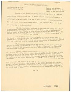 National Transportation Restrictions and Wartime Fairs: MacDonald--6667, 1945-04-20