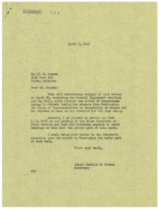 ["The recipient of the letter acknowledges the sender's endorsement of the Federal Employees Overtime and Pay Bill, and informs them that the bill is pending in the House Committee on Civil Service. The Congressman is currently back in his district, but the letter will be brought to his attention upon his return to Washington."]