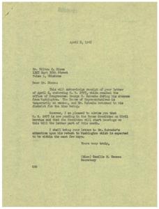 ["Mr. Dixon wrote to Congressman Schwabe endorsing H.R. 2497, a bill that would improve the salary and wage administration of Federal employees. The bill is now pending in the House Committee on Civil Service and hearings will begin later in the month. Congressman Schwabe is currently out of Washington but will be informed of Mr. Dixon's letter upon his return."]
