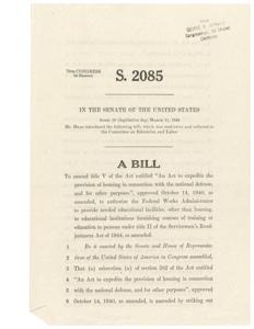 ["The document is a bill introduced by Mr. MEAD to amend title V of an Act to provide housing in connection with national defense, allowing the Federal Works Administrator to provide educational facilities to institutions offering training under the Servicemen's Readjustment Act of 1944. This includes transferring structures or facilities from federal agencies for educational use. The bill also authorizes the appropriation of $100,000,000 for this purpose."]