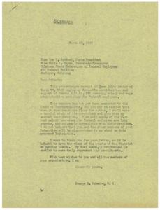 ["The document is a correspondence between George B. Schwabe, a member of the House of Representatives, and the Oklahoma State Federation of Federal Employees regarding Senate Bill No. 595, which covers salary and wage administration revisions for Federal employees. Schwabe acknowledges the letter from the Federation and expresses sympathy for the long overdue salary increases for Federal employees. He promises to carefully study the provisions of the bill and give it his earnest consideration. Schwabe thanks the Federation for their input on the issue and assures them that he will represent their interests in Congress."]