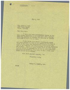 ["Mrs. Marie M. Mott wrote a letter to Congressman George B. Schwabe requesting support for a bill to increase the salaries of federal employees in her line of work. She explained her difficult financial situation as a draftsman for the United States Engineers and expressed her hope that the congressman would use his influence to pass the necessary bills. Congressman Schwabe responded, stating that he would consider voting for the bill and expressing his belief that Mrs. Mott's salary should be increased."]
