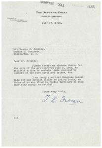 Thank You Letter to Congressman George B. Schwabe Regarding Indian Land Titles, 1945-07-17 - 1945-07-17