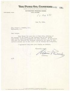 Thank You for the Curative Act: A Letter from The Pure Oil Company, 1945-06-22 - 1945-06-22