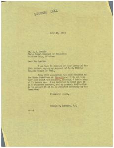 ["Mr. Schwabe received a letter from Mr. Grable urging his support of S. B. 1080 by Senator Thomas of Utah. He does not know much about the bill but is inclined to support it if it is reported favorably by the House Committee on Education."]
