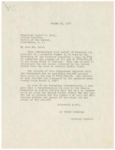 Proposed Report on Osage Tribe Payment: Attorney General&#39;s Recommendation, 1937-03-05 - 1937-03-05