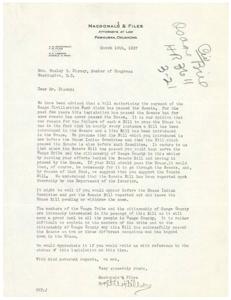Urgent Request for Support of Osage Civilization Fund Claim Legislation, 1945-01-01 - 1945-12-31