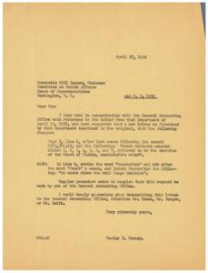 Request for Amendment to H. R. 1958: Letter to Honorable Will Rogers, Chairman of the Committee on Indian Affairs, 1939-04-15 - 1939-04-15