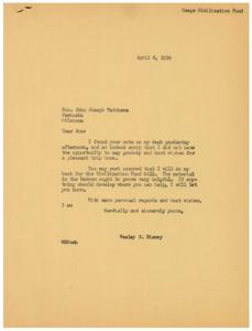 Support for the Osage Civilization Fund: Correspondence with Honorable  John Joseph Matthews, 1939-04-08 - 1939-04-08