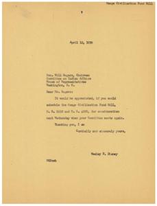 Request for Consideration of Osage Civilization Fund Bill by Committee on Indian Affairs, 1939-04-12 - 1939-04-12
