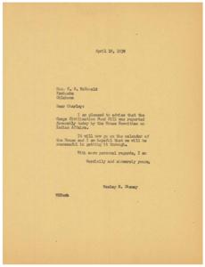 Update on the Osage Civilization Fund Bill, 1939-04-19 - 1939-04-19