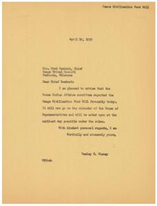 Osage Civilization Fund Bill Advances in House Indian Affairs Committee, 1939-04-19 - 1939-04-19
