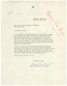 Request for Assistance with Osage Civilization Fund Bill, 1935-01-01 - 1939-12-31